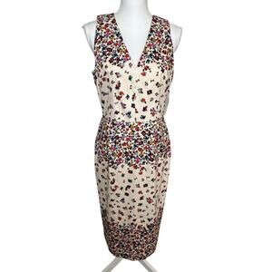 Maggy London NWT floral sleeveless sheath v-neck midi dress size 10